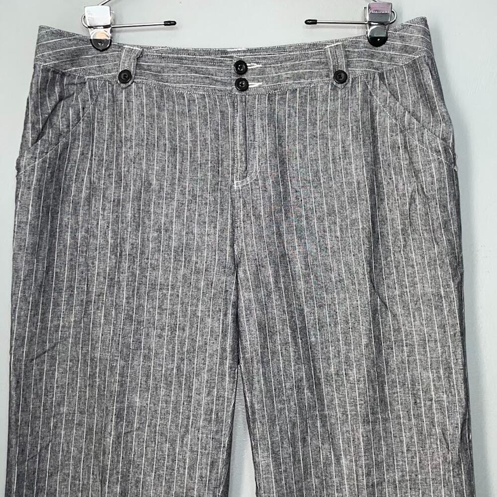 INC Plus Size 16W Gray Pinstripe Wide Leg Linen Pants Trousers Office Casual - Picture 2 of 12